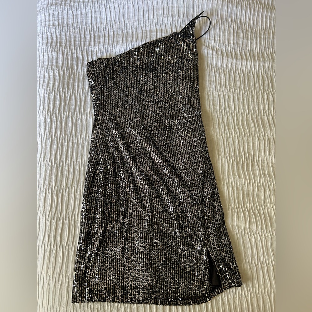 T.J.Maxx Black Sequin One Shoulder Dress